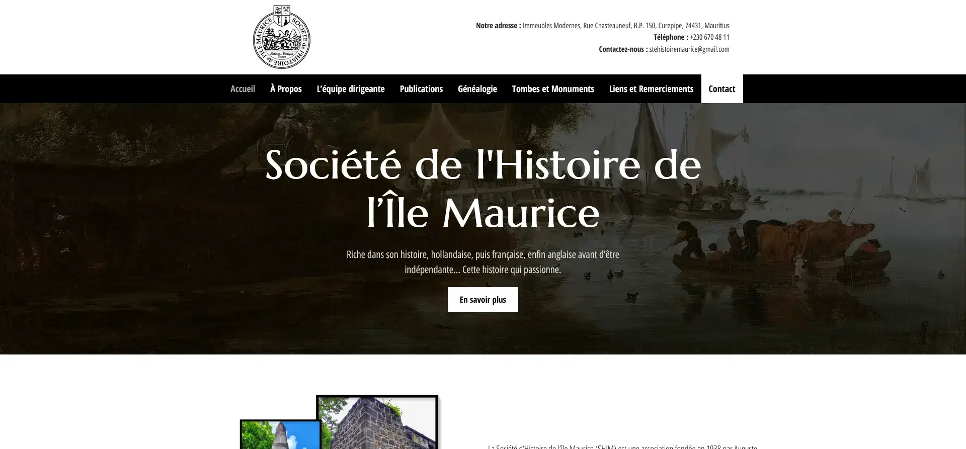 Société de L'histoire de L'íle Maurice website