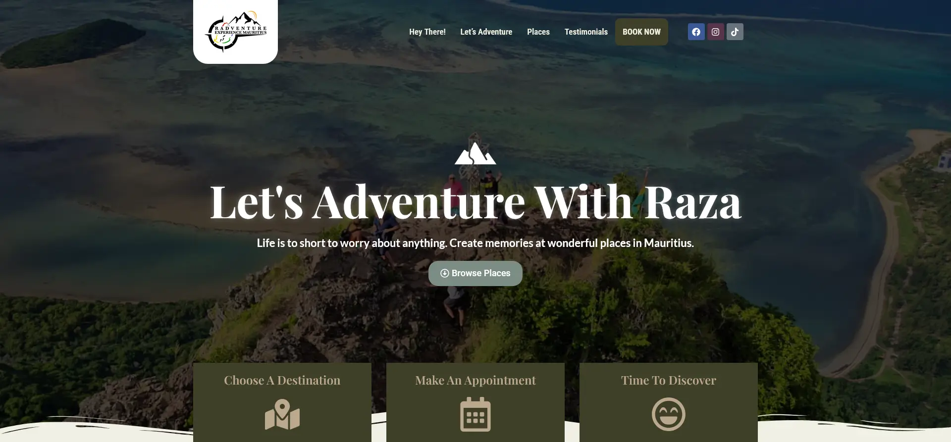Radventure Experience Mauritius website